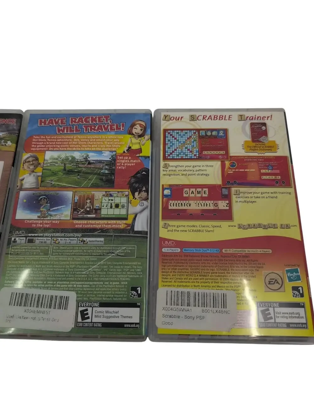Sony PSP Sports Game Lot Major League Baseball 2K8 Hot Shots Tennis Scrabble